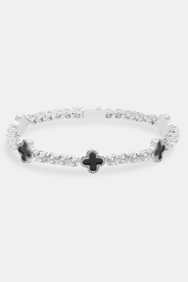 Bracelet tennis motif noir - Blanc 5 mm
