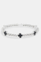 Bracelet tennis motif noir - Blanc 5 mm