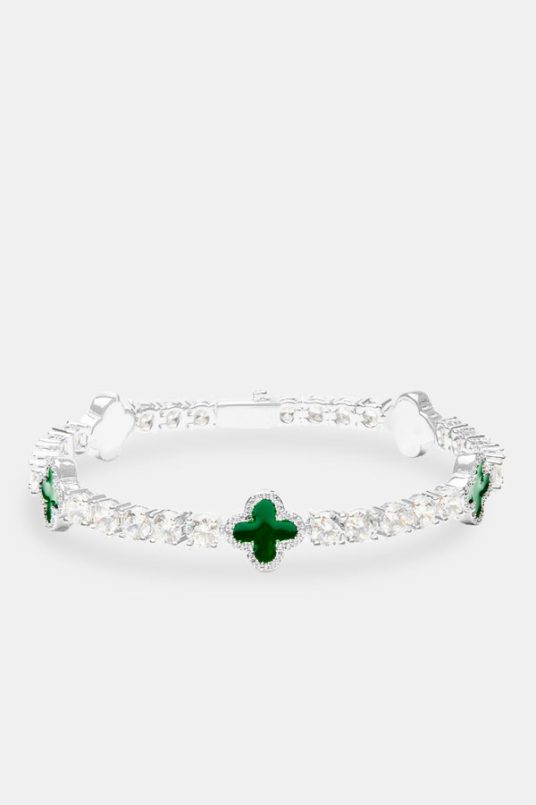 Bracelet tennis motif vert - 5 mm