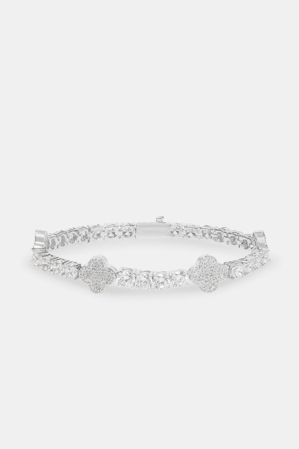 Bracelet tennis motif glacé - Blanc 5 mm